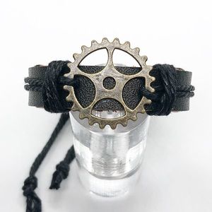 Black leather bracelet.